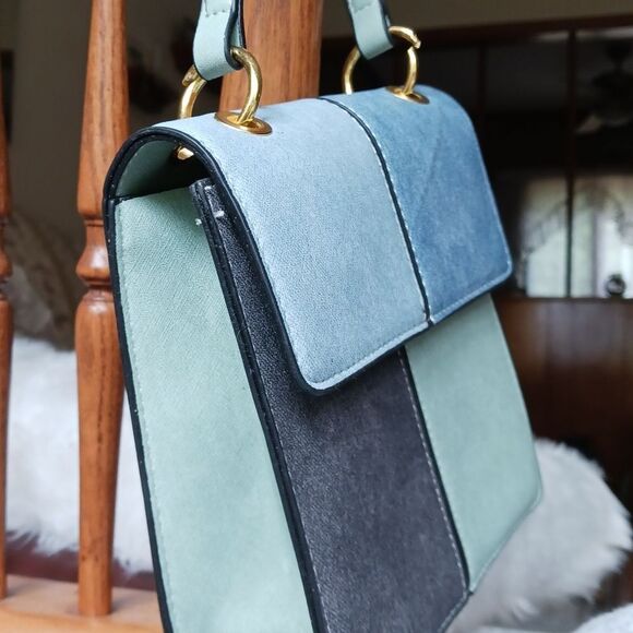 Multi-Color Blue Suede Shoulder Bag, Y2K Novelty Bag, Purse, Crossbody Bag - Picture 6 of 8